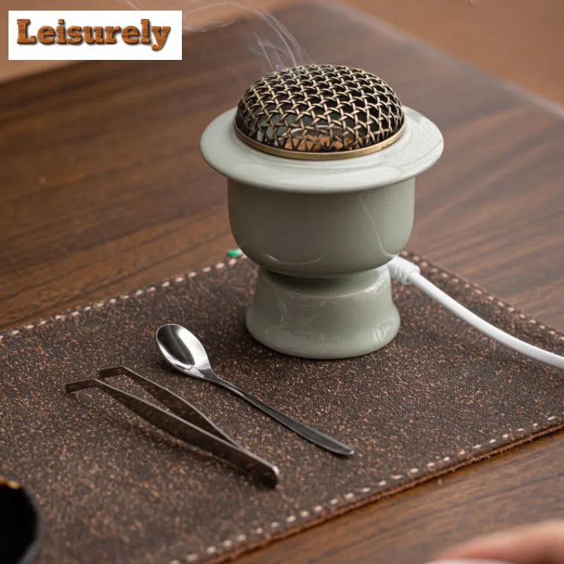 Song Rhyme Electronic Incense Burner 220V Timed Temperature Regulation Essential Oil Lamp Heater LCD Electric Fumigating Furnace