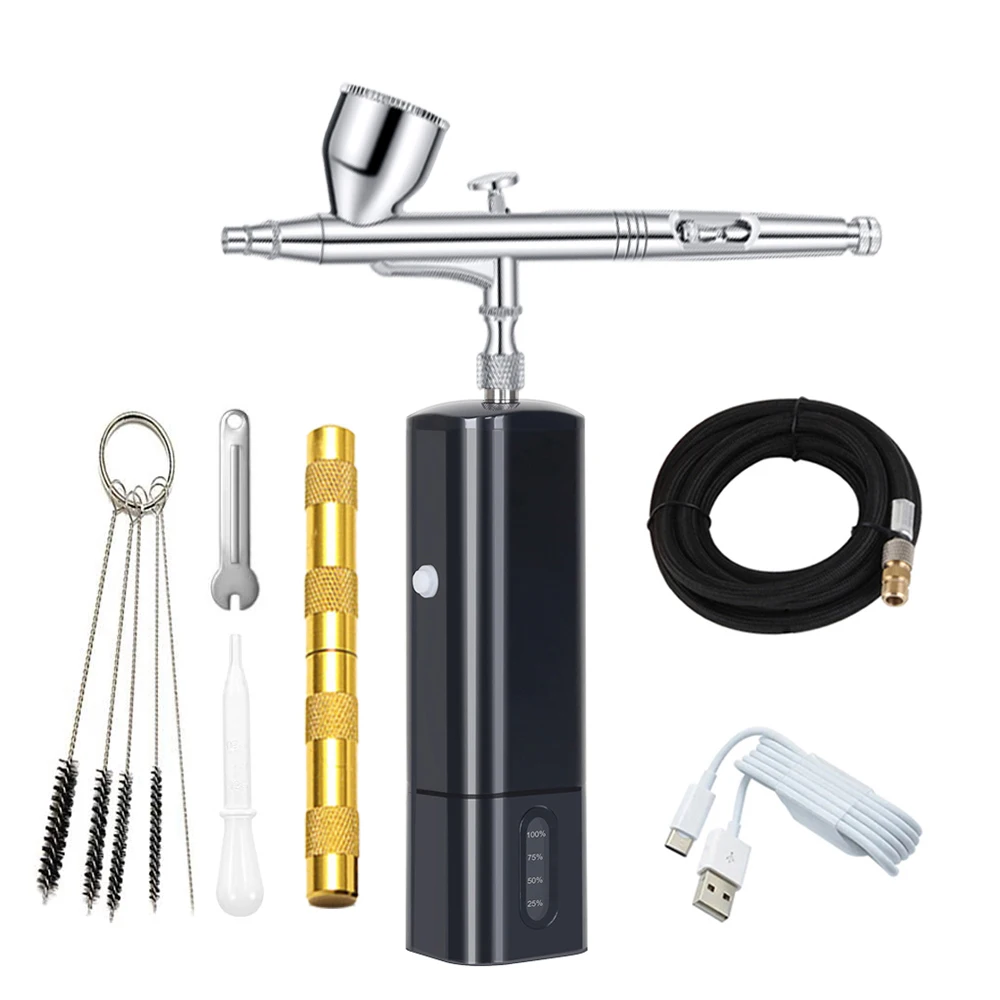 PORTABLE AIRBRUSH KIT Kit with Airbrush Guns Black