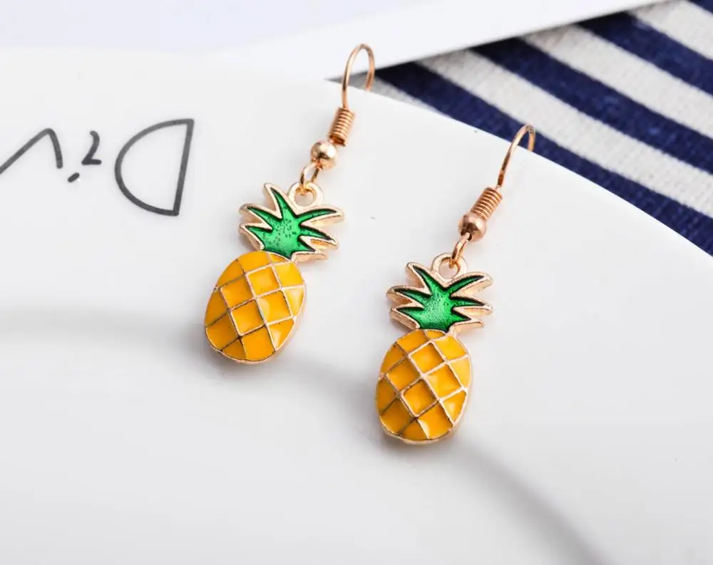 Korea New Cute Fruit Lady Earrings Strawberry Pineapple Tomato Kiwi Orange Cucumber Dragon Apple Pineapple Girl Fruit Earrings