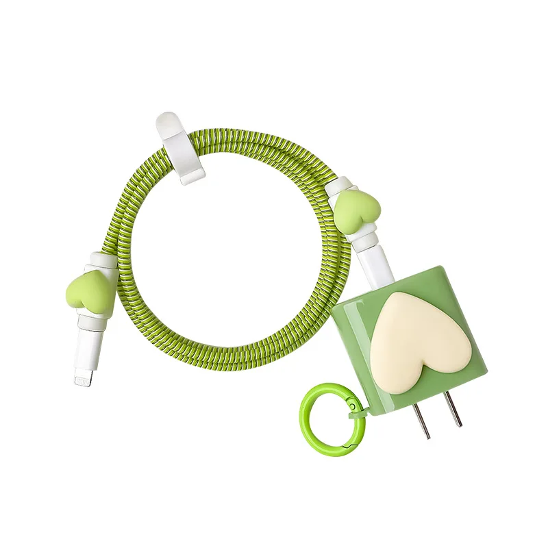 

Green Love Cable Accessory 18/20 W USB Charger Plug Cable Protector For iPhone 12 11 Pro Max USB Spiral Cable Line Protection