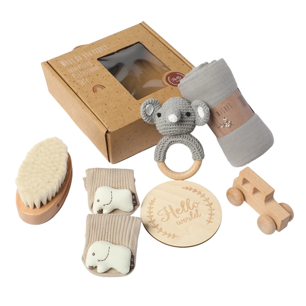 Set da bagno per neonati con copertina, sonaglio, calzini da bagno, regalo per bambina e regalo per bambino, set regalo per neonati - immagine 2