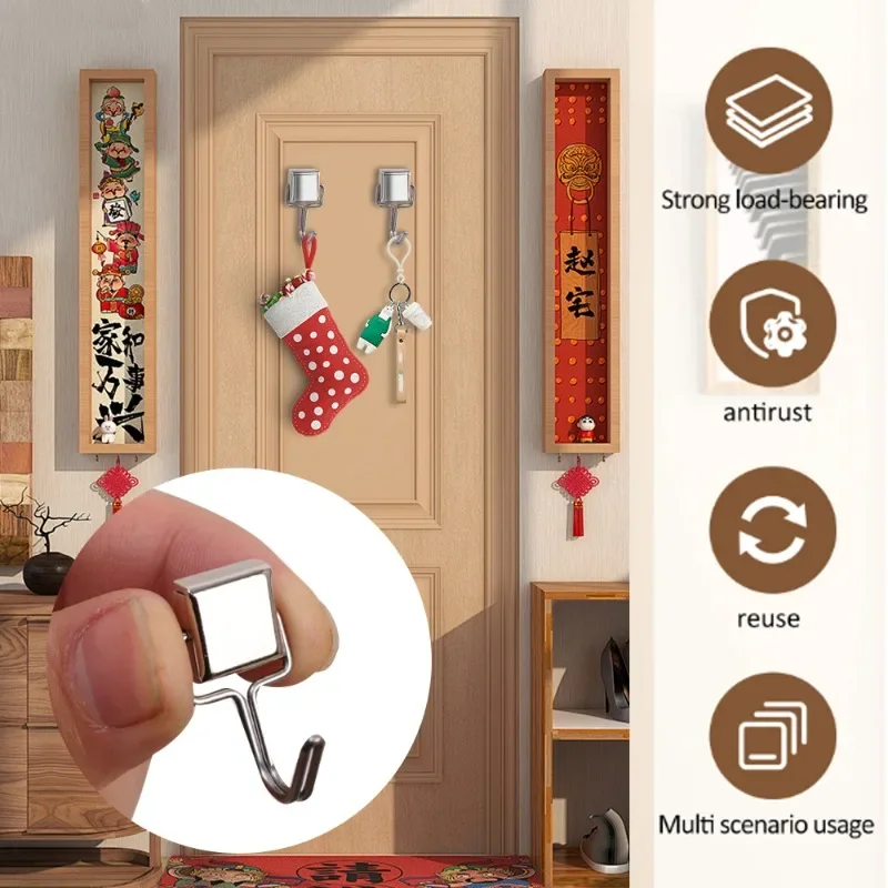 1/20PCS Powerful Magnetic Hook 180&deg; Refrigerator Metal Neodymium Wall-mounted Hanger Home Kitchen Bar Storage Key Storage Tool