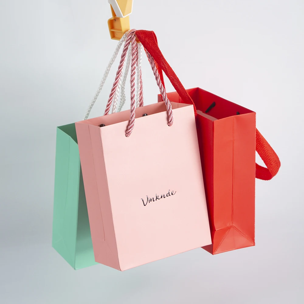 50 New Small Paper Bags With Handle High Quality Luxury Craft Gift Wedding Shopping Kraft Paper Tote Bag Custom Logo Packaging