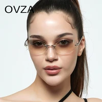 OVZA – lunettes de soleil Punk sans bords pour hommes et femmes, verres dégradés, lentilles étroites Anti-UV, S2064 5