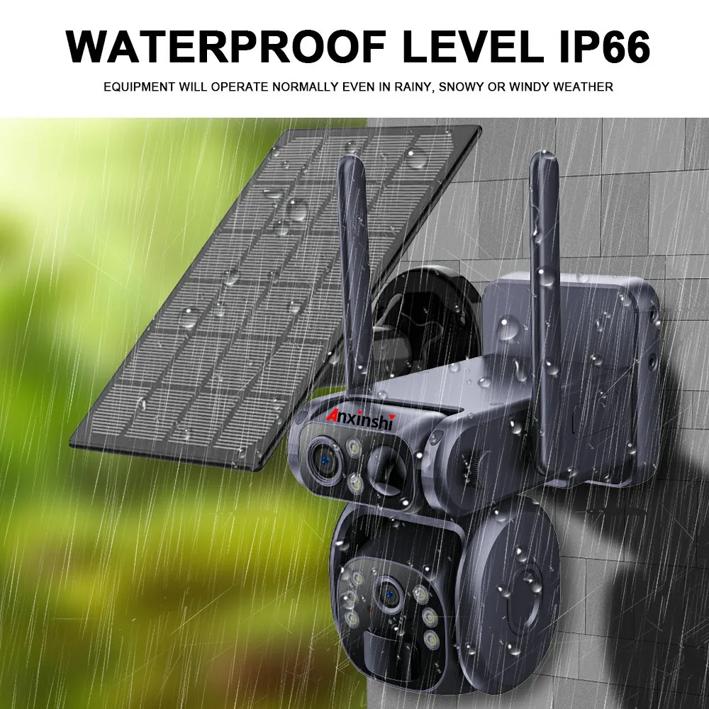 안신시 브랜드 유박스 앱 듀얼 렌즈 4G 와이파이 태양광 PTZ 카메라 PIR AI 인체 감지 태양광 배터리 카메라