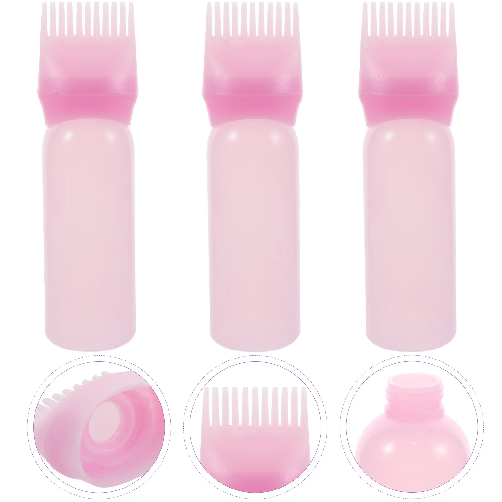 3 Color Salon Hair Oil Applicator Bottle Professional Hairdressing Dyeing Comb Bottles Barbershop Hairdresser Coloring Supplies