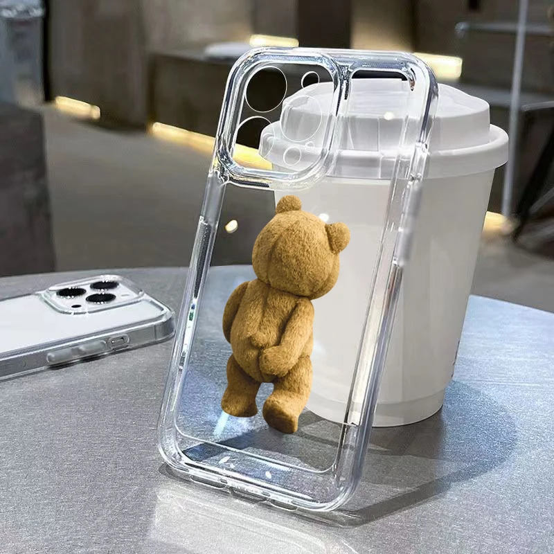 Teddy Bear Couple Cartoon Clear Phone Case Cover