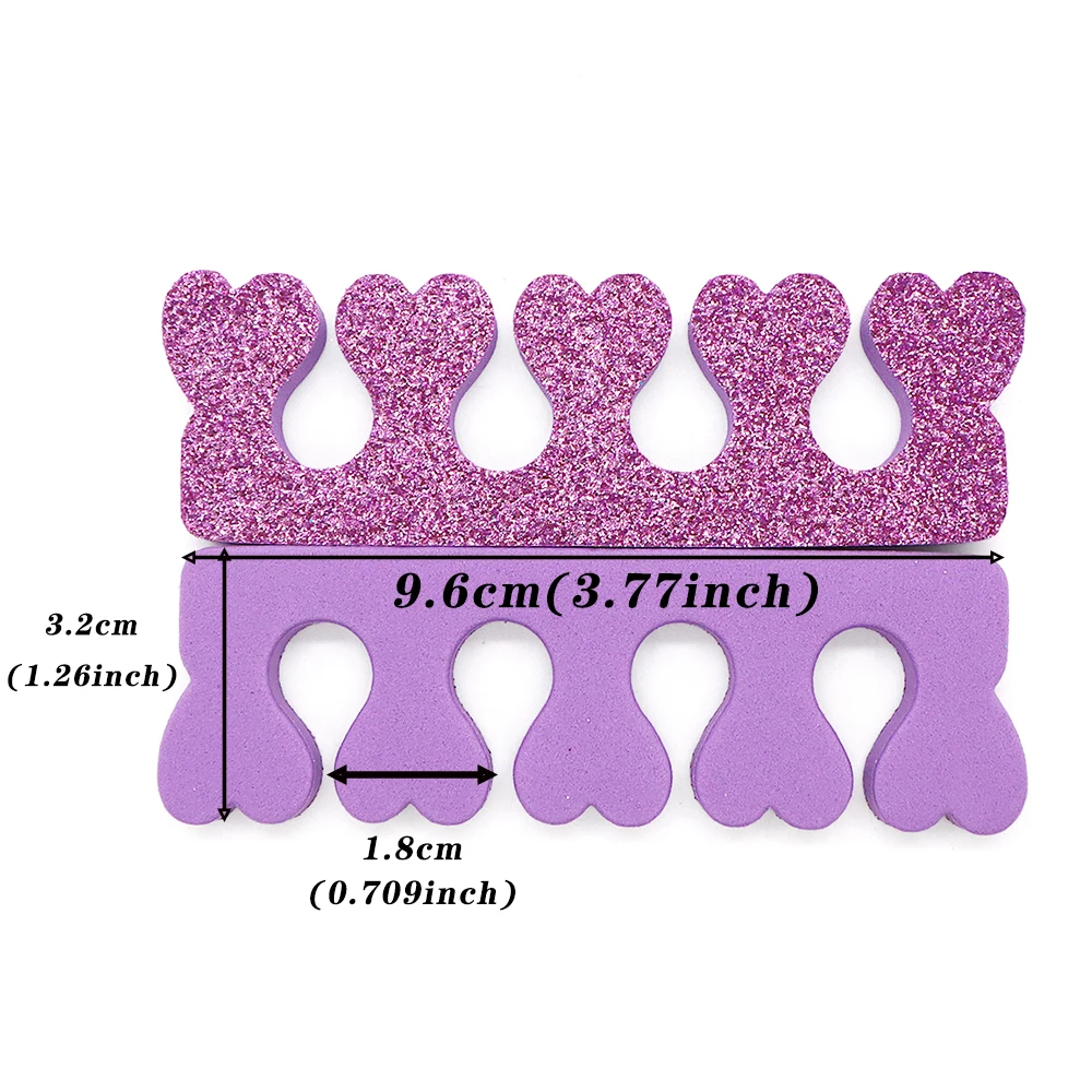 10Pairs Purple Durable EVA Toe Separator Shinning Toe And Finger Dividers Pedicure Foot Separator For Manicure Set Nail Art Tool