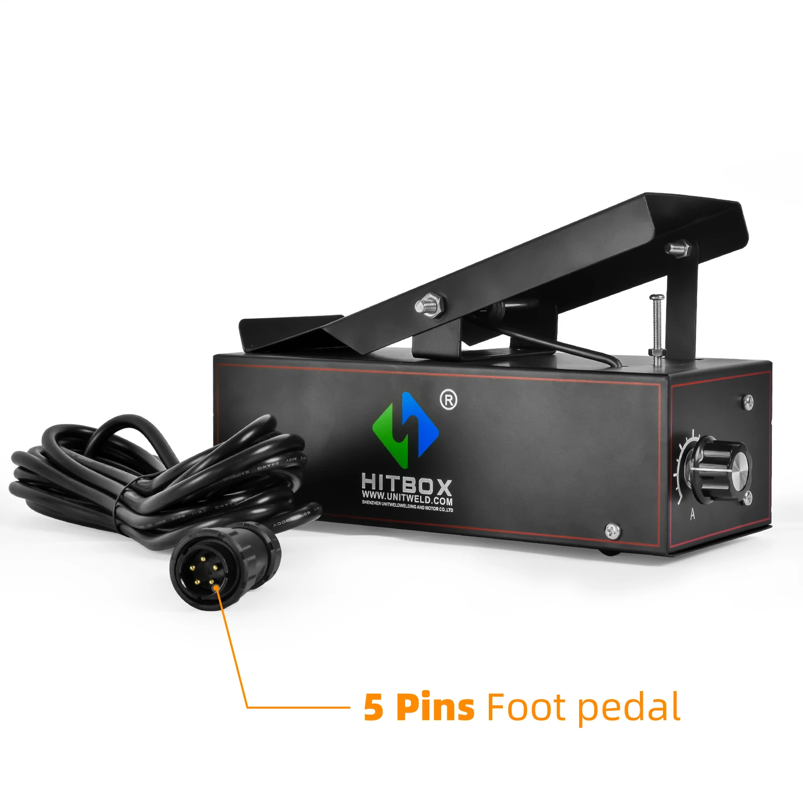 

HITBOX Foot Pedal Amp Control Pedal Compatible with ACDC HBT200P AC/DC and other machines with 5-pin torch controls TIG Welding