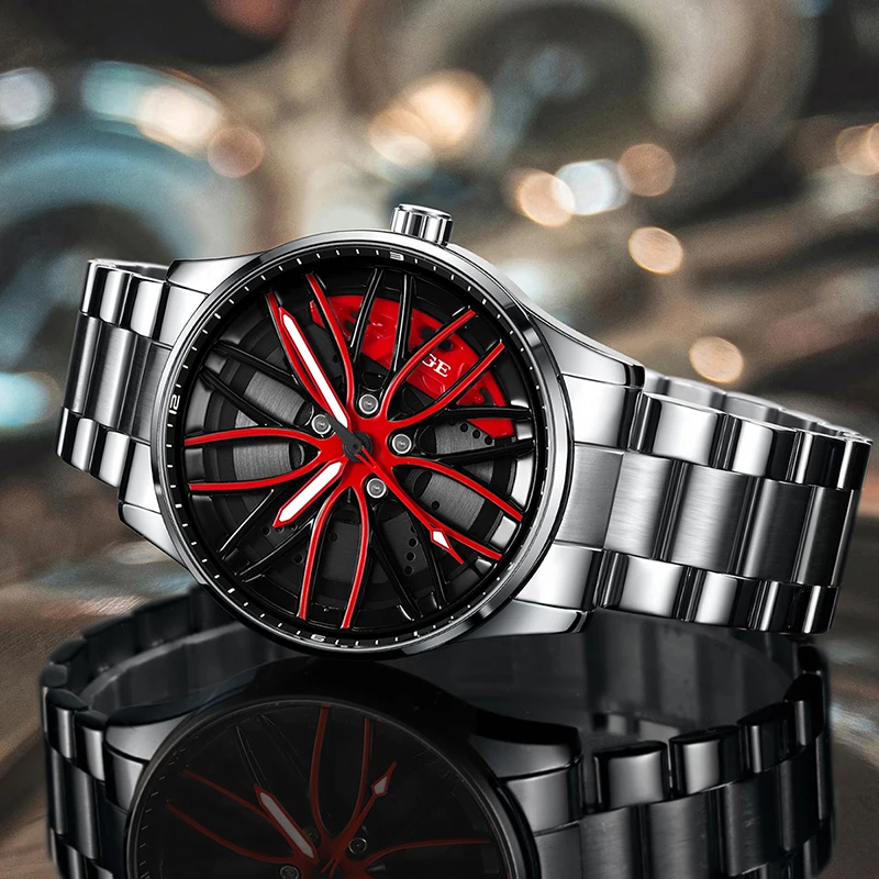 LIGE Waterproof Watches for Men Fashion Military Sports Chronograph Casual 360° Rotate Car Wheel Rim Hub Men Watch Montre Homme