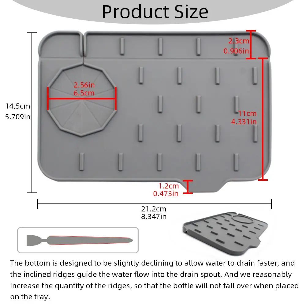 Description Picture 3 of itemSilicone Faucet Splash-proof Drain Tray Washable Faucet Absorbent Mat Faucet Wraparound Bathroom Accessories