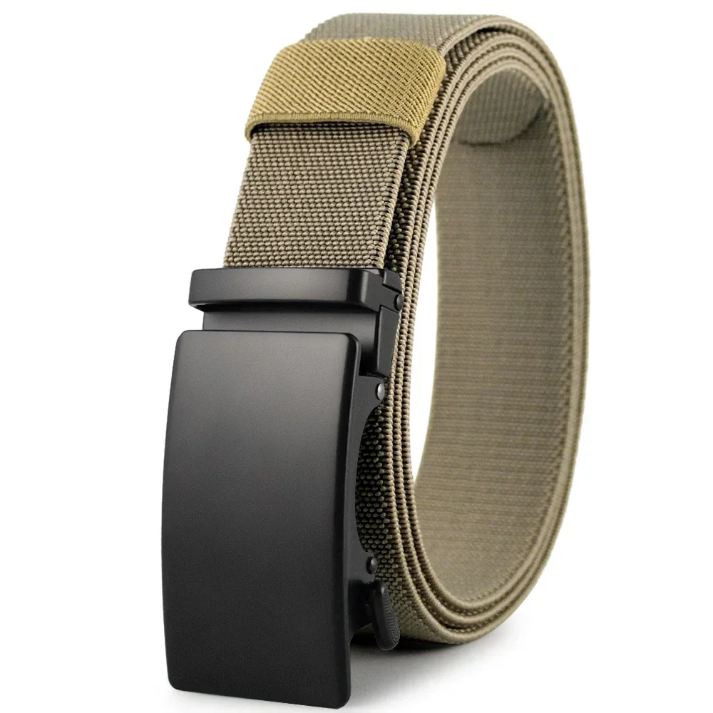 Versatile Stretch Nylon Belt with Auto-Lock Metal Buckle