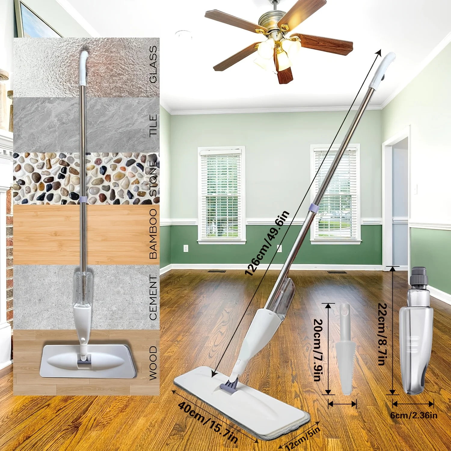 usSpray Mop with Three Washable Pads, a Spray Flat Mop for Home Use, Suitable for Both Wet And Dry Cleaning, Designed for Floor Cleaning, Compatible with Hardwood, Laminate, And Ceramic Tilesd 4