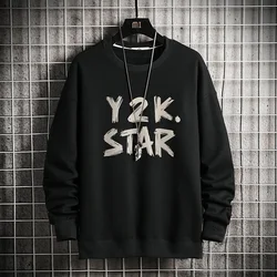3 Styles!2023 Autumn Round Neck Sweater Men's Large Korean Loose Long Sleeve Coat Thickened Sweatshirt