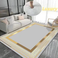 Luxury Gold Frame Carpets for Living Room Nordic Minimalist Geometric Sofa Area Rug Large Soft Non-slip Bedroom Carpet Floor Mat 1