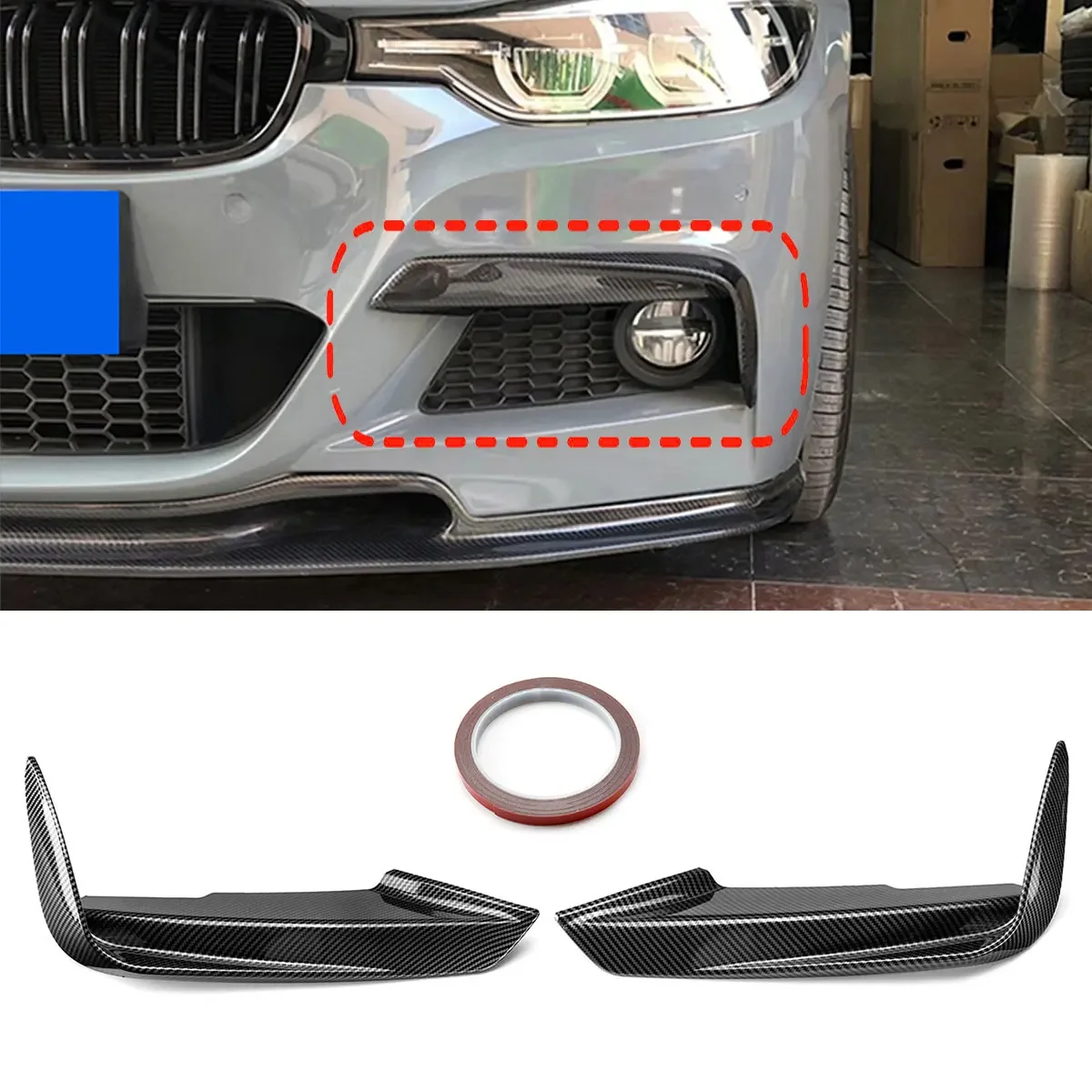 Fog Lamp Cover Trim Front Canards Splitter For BMW F30 F31 F35 M Sport 320i 325i 328i 335i 2012-Front Bumper Lip Body Kit