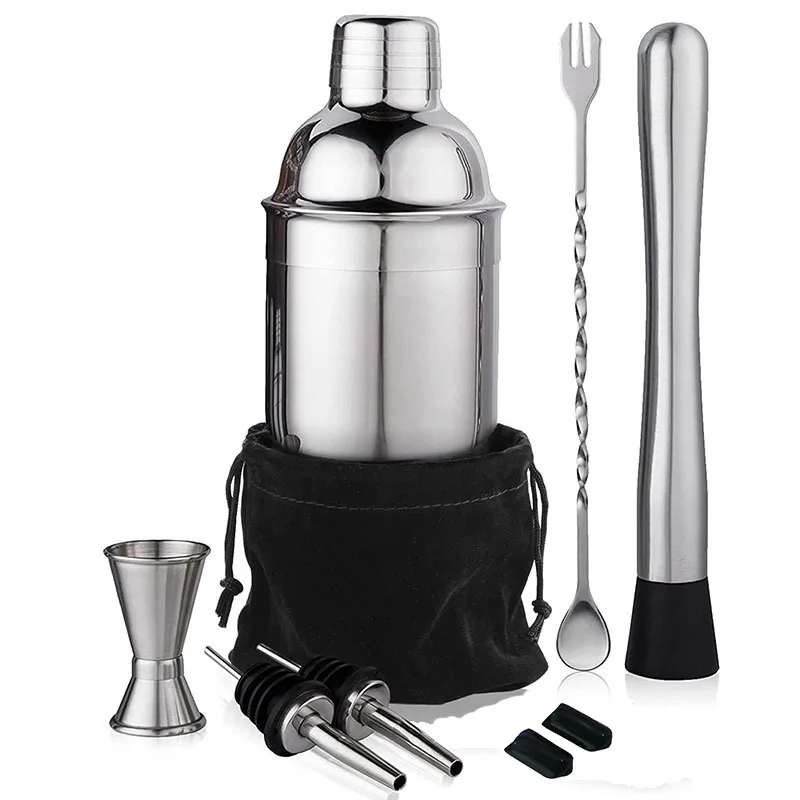 Stainless Steel Cocktail shaker 6pcs cocktail set With PU bag jigger barman  accessories minibar Bartender kit Shaker kit - AliExpress