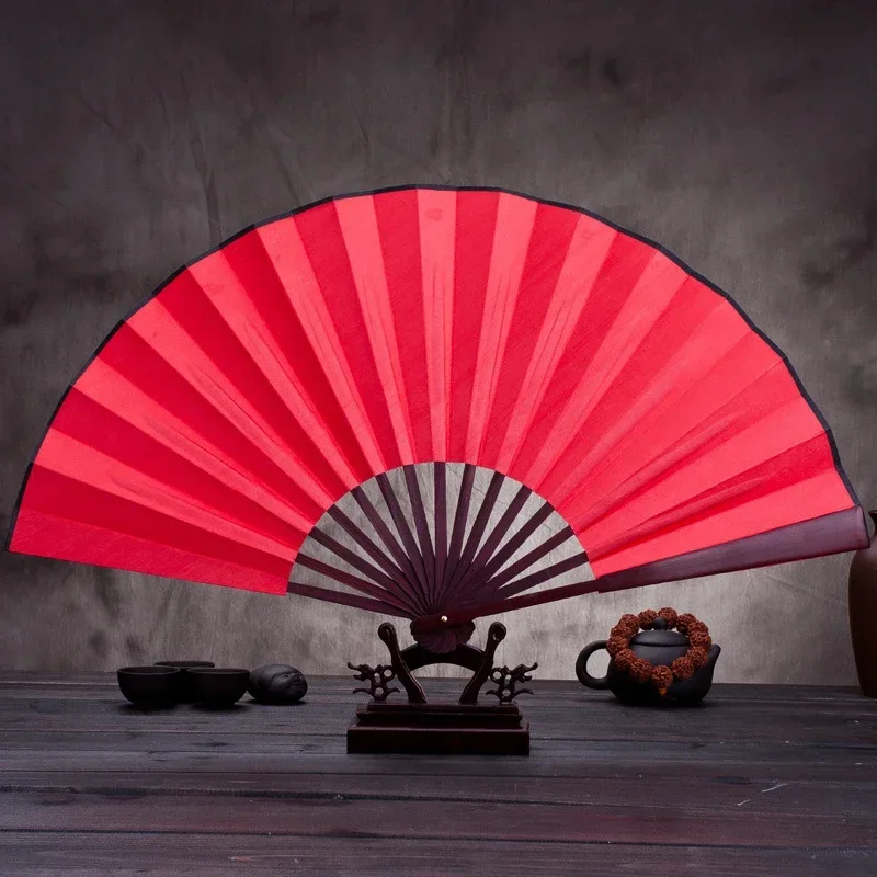 Silk Cloth Blank Chinese Folding Fan Wooden Bamboo Antiquity Folding Fan For Calligraphy Painting Home Decor 10.6 Inch/13 Inch