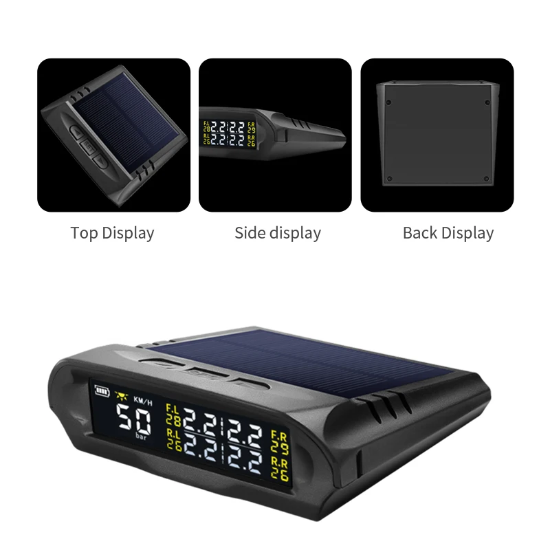 X1 Solar Charging Wireless GPS Speedometer TPMS Tyre Pressure Monitoring System Time Speed Temperature Altitude Car Gauge