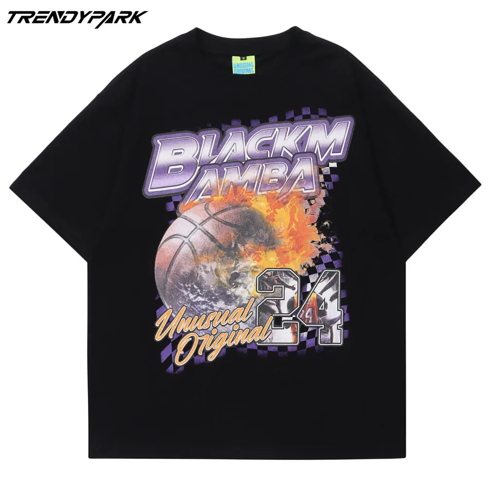 Men T shirt Basketball Print O neck Cotton Tops Men's Clothing Harajuku