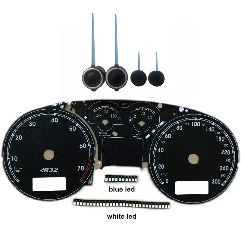 R32 Instrument Scale Paper Blue Needle Pointer with LED Light for VW Bora MK4 Golf 4 R32 Meter 300km/h 1mm Hole Diameter car gauge meter,instrument cluster display
