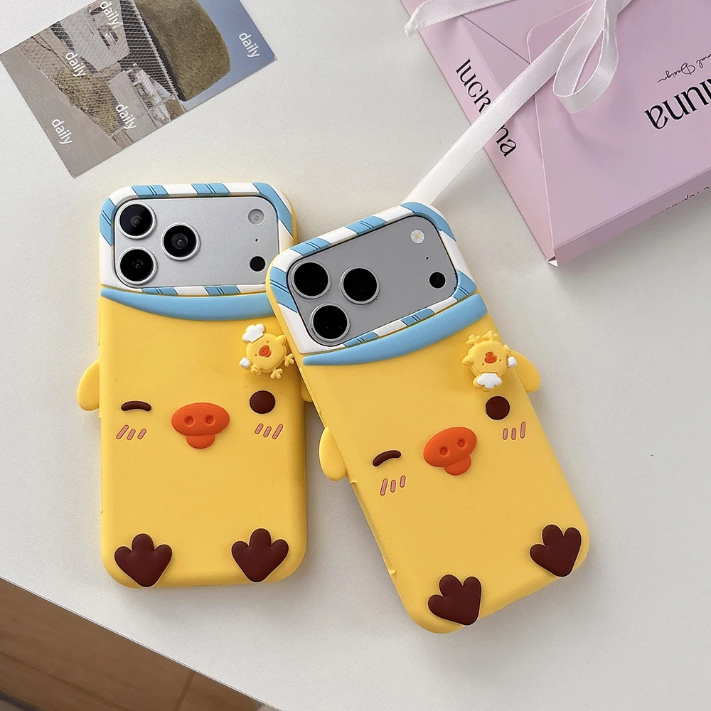 Charming 3D Cartoon Chick Shockproof Silicone Phone Case