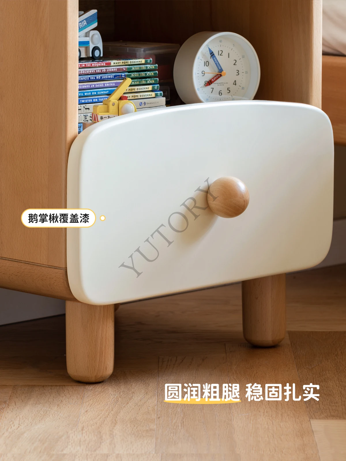Solid wood children's bedside table, boy's storage cabinet, bedroom bedside cabinet, minimalist cabinet