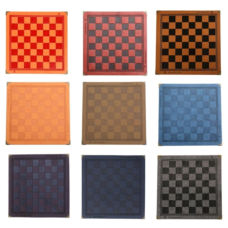 

A2UF Embossed Design PU Leather International Chess Board Game Mat Checker Chessboard