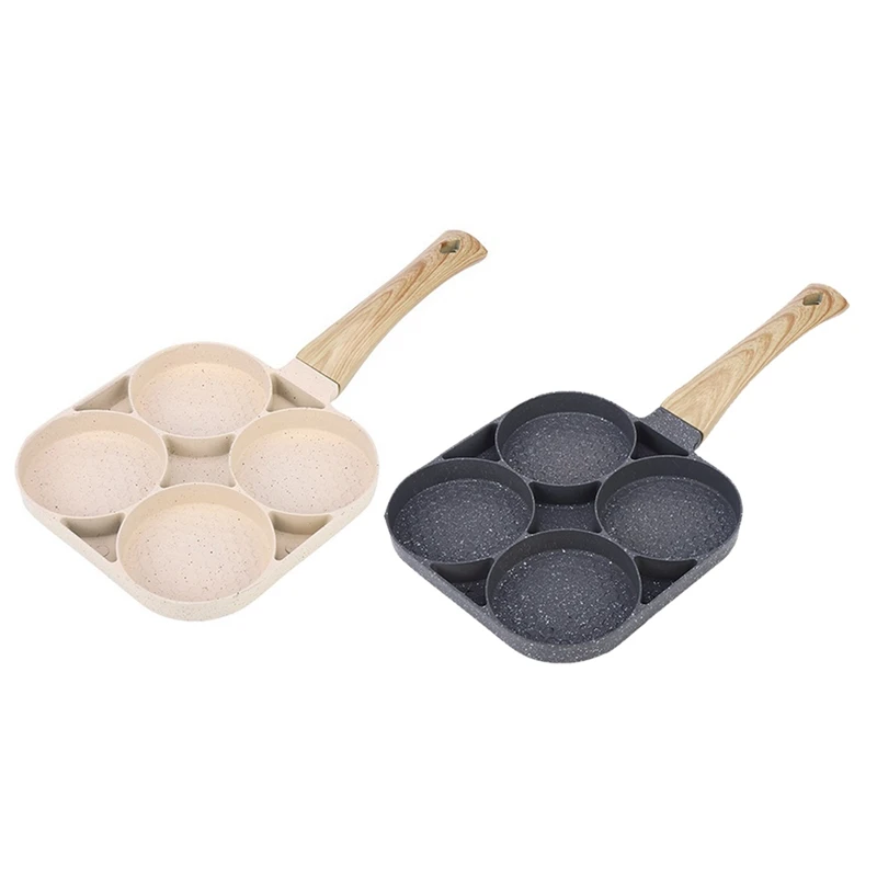 

4-Hole Frying Pan Thick Non-Stick Egg Pancake Steak Cooking Pan Hamburger Bread Breakfast Machine