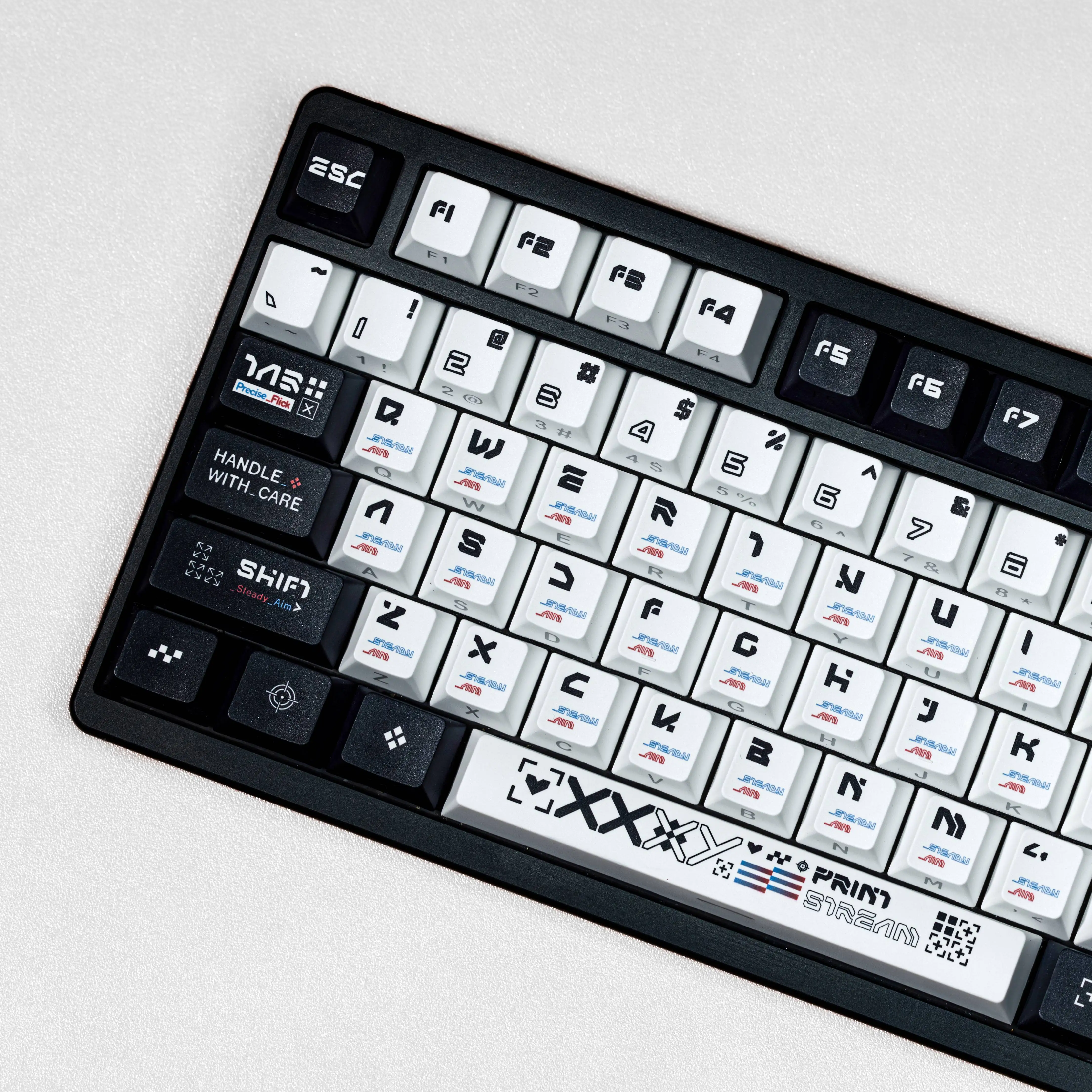 Black & White PBT Korean Keycaps with Double-Side Print