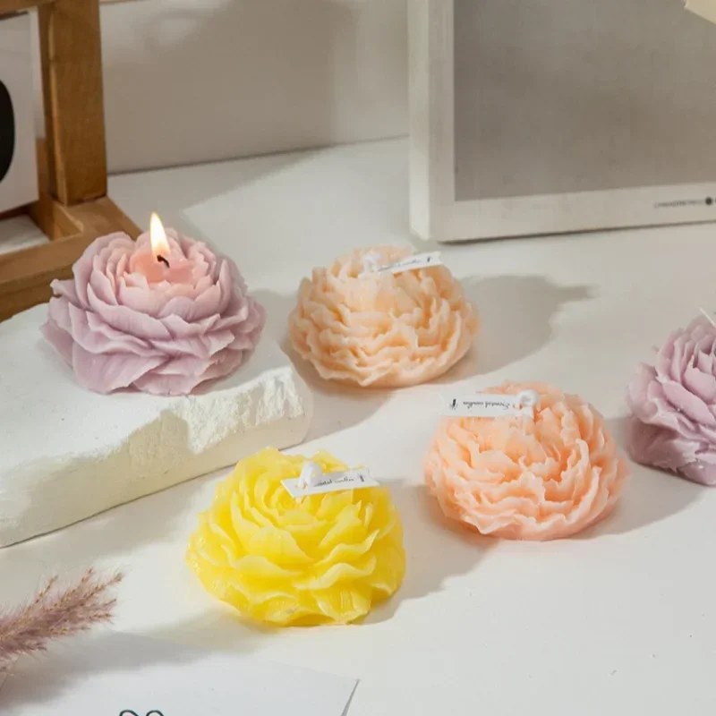 3D Peony Silicone Candle Mold DIY Gypsum Epoxy Resin Handmade Soap Mold Flower Turned Sugar Cake Baking Making Tool Pendant silicone mold silicone candle mold aromatherapy candle mold silicone candle molds candle mold
