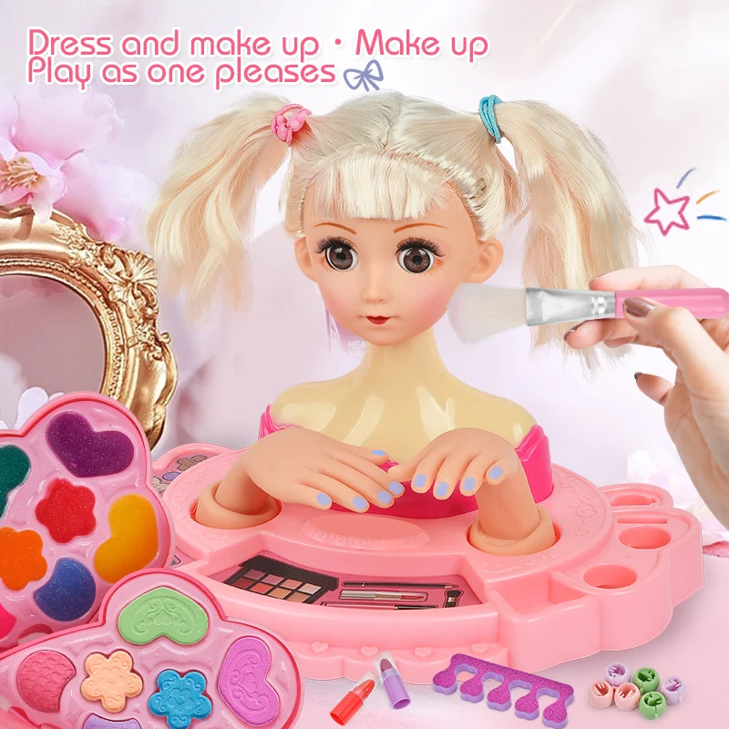 Princess Pretend Toys Reborn Doll Children's Dolls Toys Hair Salon Mannequin Head DIY Braiding Exercises 3-8 Year Old Girls Toys Birthday Holiday Gifts