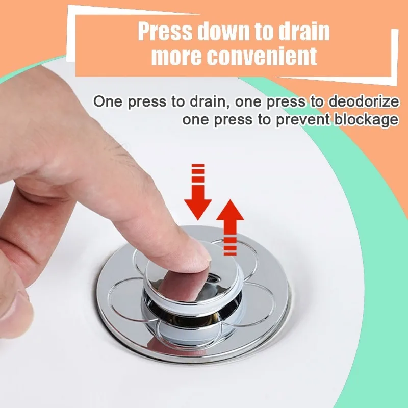 Bathroom Sink Drain Stopper for 34-40mm Bounce Core Pop Up Sink Drain Filter Anti Clogging Basket Strainer with Hair Catcher drain filter drain stopper basin drain stopper bathroom sink plug washbasin drain plug bathroom sink stopper
