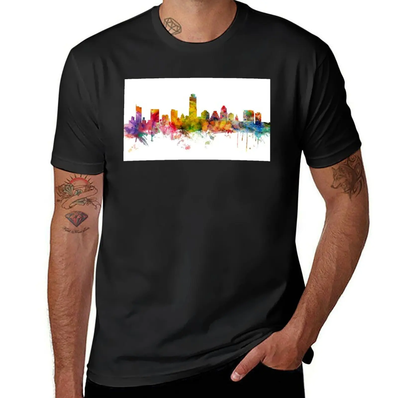 Austin Texas Skyline T-Shirt vintage cute tops anime Men's t shirts