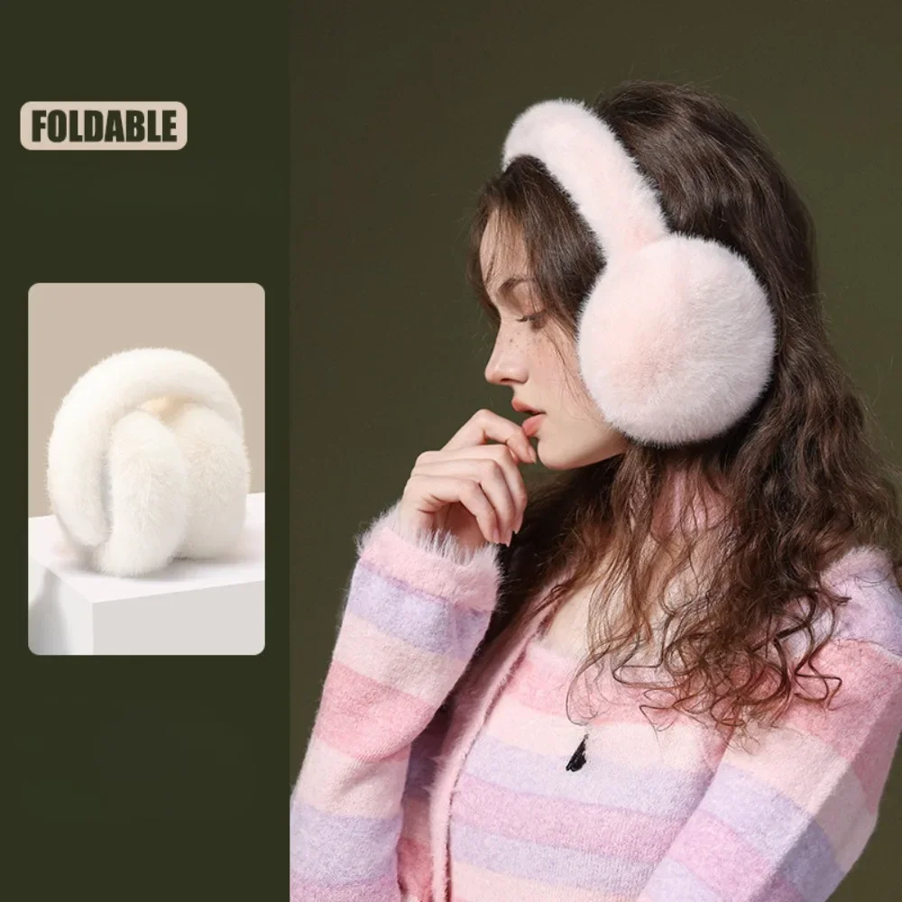 

Soft Plush Ear Warmer Winter Warm Earmuffs Fashion Ear Cover Outdoor Cold Protection Solid Color Ear-Muffs Folding Earflap