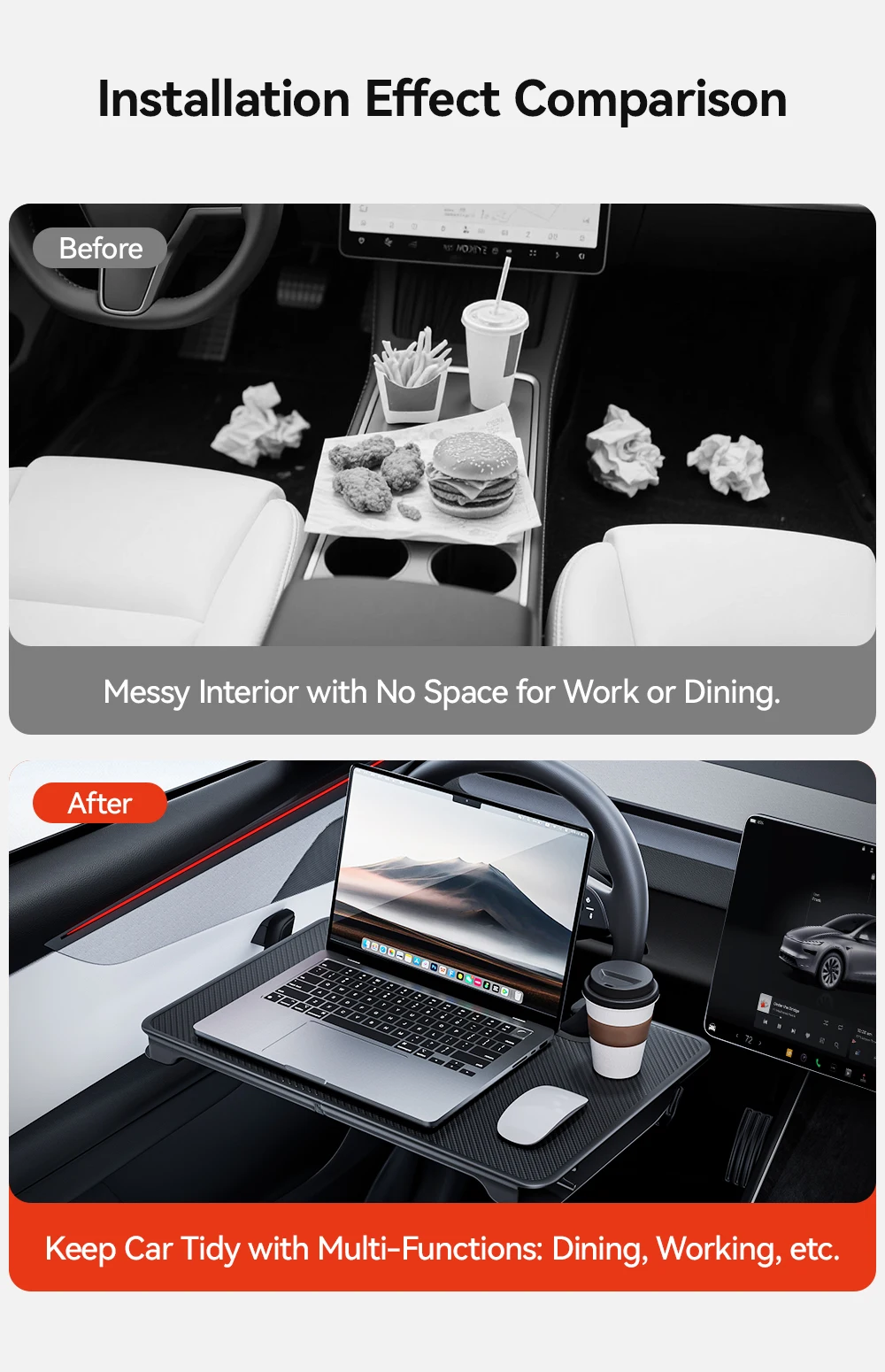 Tesla Model 3/Y KIA Golf BMW Car Portable Steering Wheel Table Eating Food Coffe