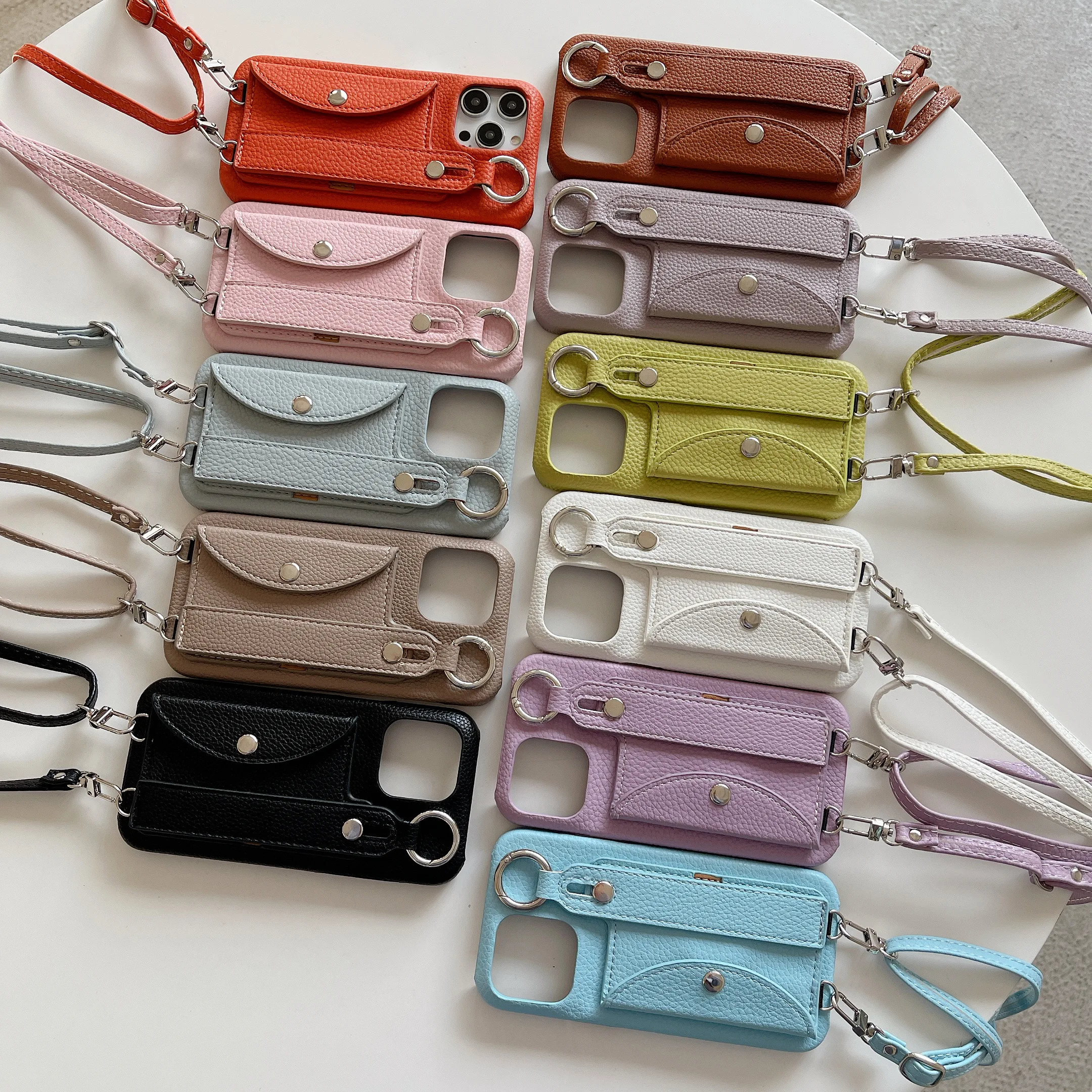 

Crossbody Wrist Strap Wallet Leather Cover For iPhone 14 13 12 11 Pro Max 7 8 plus Phone Case With Card Slot Holder Ring Lanyard