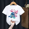 Disney Lilo Stitch Children T-Shirt Kawaii T Shirt Anime Cartoons Children Casual Clothes Tee Shirt Kid Girl Boy Fashion Y2K Top 1