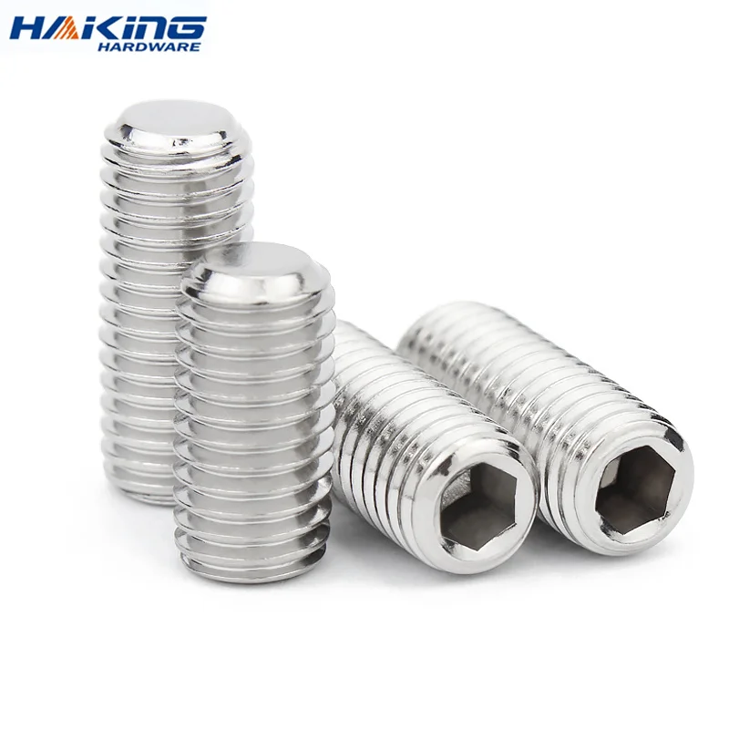 10pcs/lot Hexagon Hex Socket Set Screw Flat Point Allen Head M2 M2.5 M3 M4 M5 M6 M8 M10 M12 M14 M16 Stainless Steel Headless