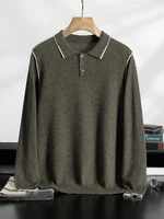 Men's 100% Cashmere Polo Sweater Autumn Winter Basic Smart Casual Long Sleeve Pullover Cashmere Knitwear Soft Comfy Clothing Top 2