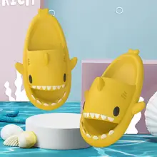 

1 Pair Bathroom Sandals Cartoon Shape Anti-skid Comfortable Thick Adult Couple Shark Slippers for Home