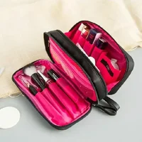 Black Mini Make Up Bag for Female Designer Travel Nylon Storage Bag for Girl Fashion Daily Doule Zipper Small Cosmetic Bags 2