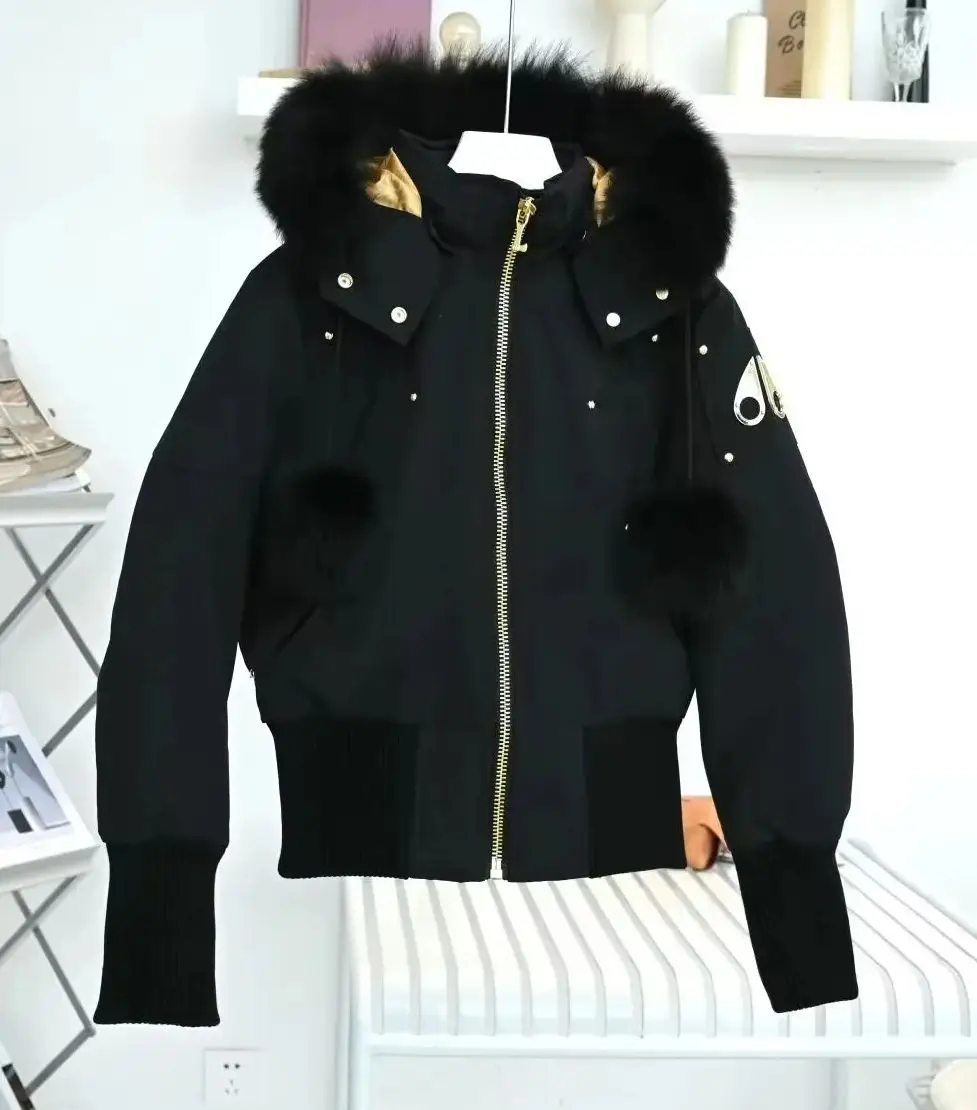 2023WomensGoldDownJacketLargeFurCollarHoodedfemaleBomberJacketWomanshortjacket.jpg