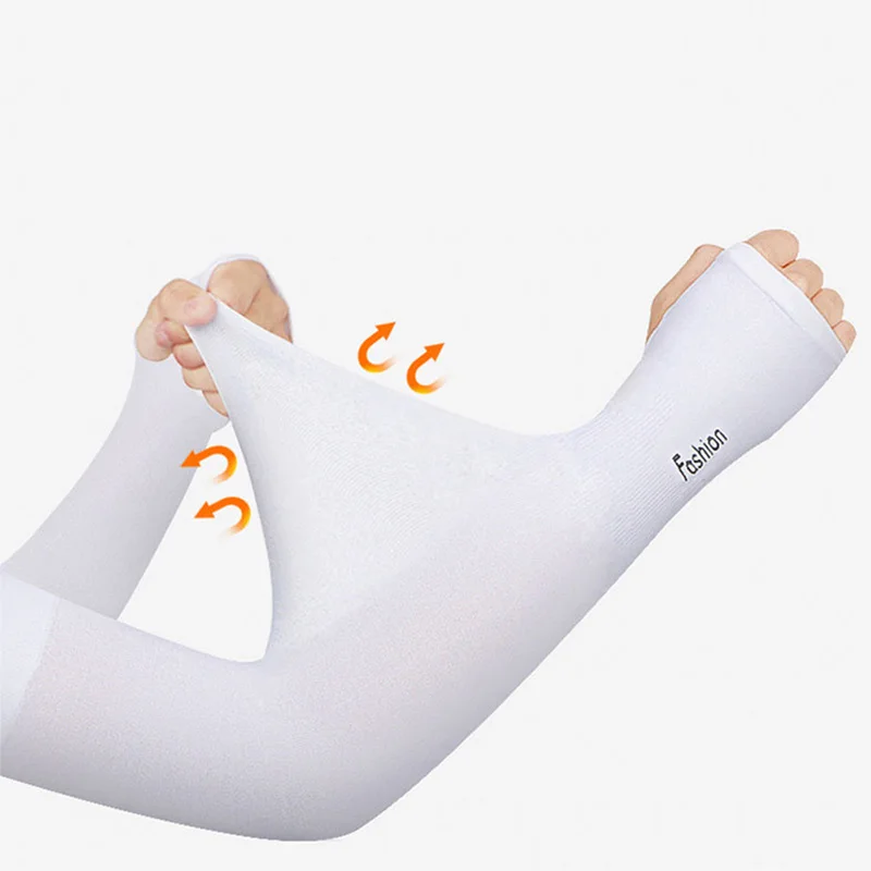 Arm Sleeves UV Solar Arm Sleeves Woman Men Cycling Fingerless Gloves Cool Muff Summer Ice Silk Elastic Arm Cover Driving Anti-Sunburn Sleeve