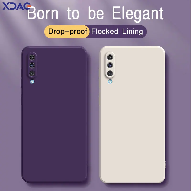 

Original Square Liquid Silicone Phone Covers for Samsung Galaxy A30S A50 A50S Lens Protective Shockproof Mobile Cases SamsungA50