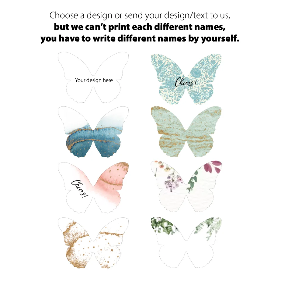 Butterfly Name Card Place Wedding Invitation Party Dinner Menu Table Decor Supplies Personalized Text Design Print RSVP