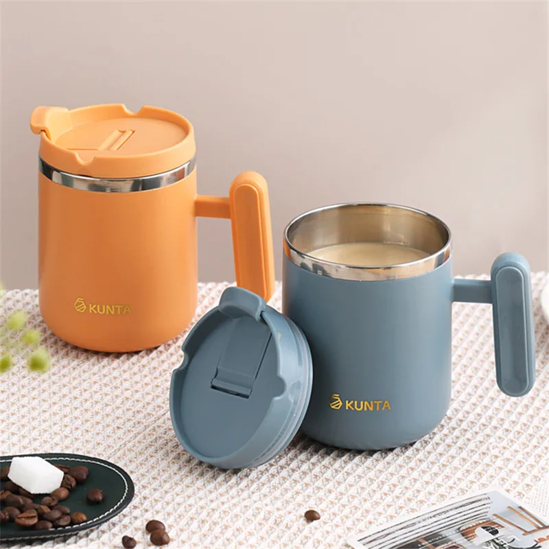 

Creative 304 Stainless Steel Coffee Cup with Lid Anti-Scalding Office Milk Water Mug Portable Handy Cups Drinkware Tumbler