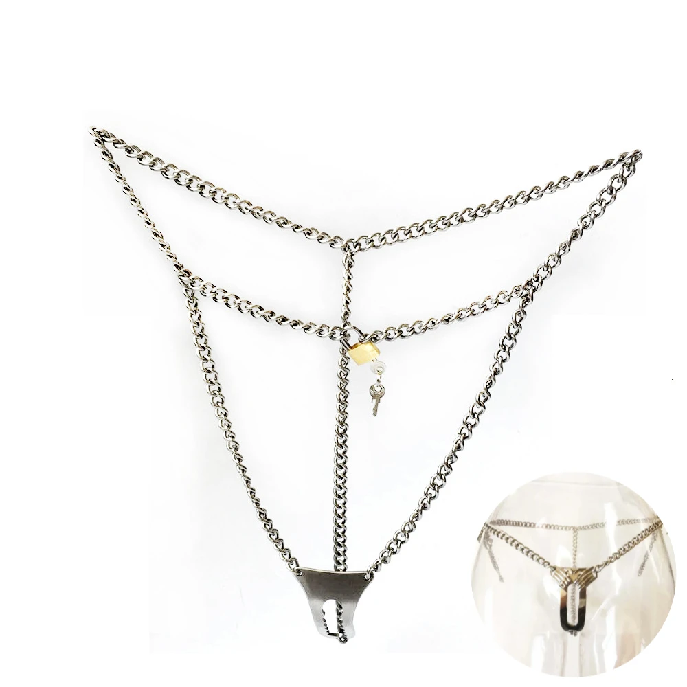 SM Female Invisible Chastity Belt Stainless Steel Anti-derailment Erotic Urethral Lock Underwear Chastity BDSM Sex Toy for Women