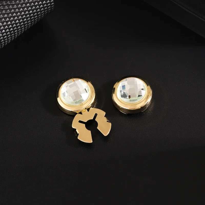 Crystal Cufflinks crystal cufflinks High End Crystal Round Cuffs Buttons Wedding Party Business Clothes Decoration Friend Men's Shirt Cufflinks Jewelry Gifts