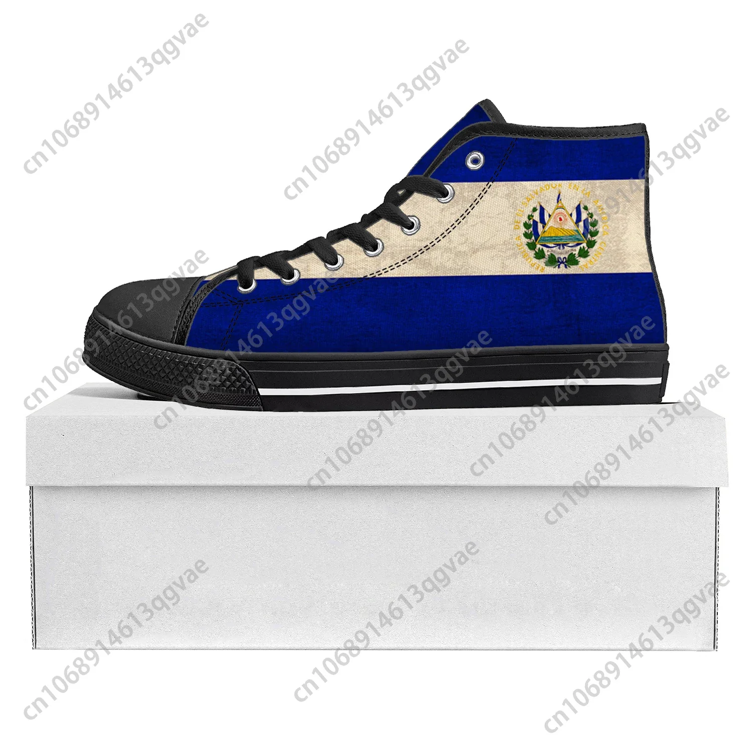 El Salvador Flag High Top High Quality Sneakers Mens Womens Teenager Canvas Sneaker El Salvador Casual Couple Shoes Custom Shoe